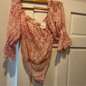 Free People Light Pink Bodysuit size Small